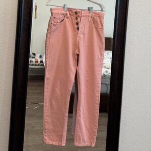 AO. LA Jeans Womens 27 Amazing High Rise Girlfriend Slim Leg Crop Pink Denim